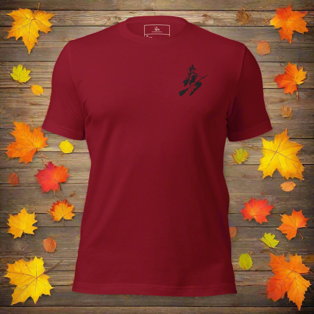 Broom Witch | Airlume Cotton T-Shirt | Embroidered - Syntax & Alchemy