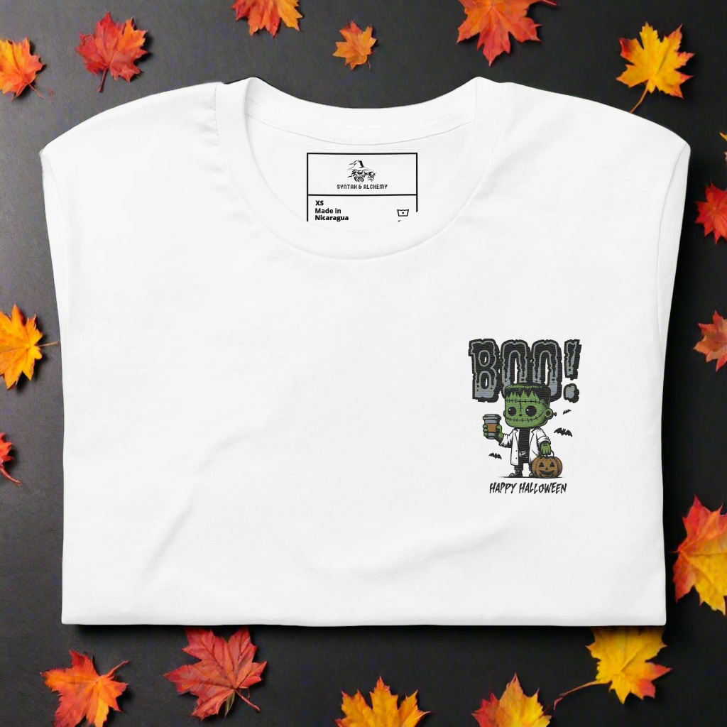 Frankenstein Boo | Airlume Cotton T-Shirt | Embroidered - Syntax & Alchemy