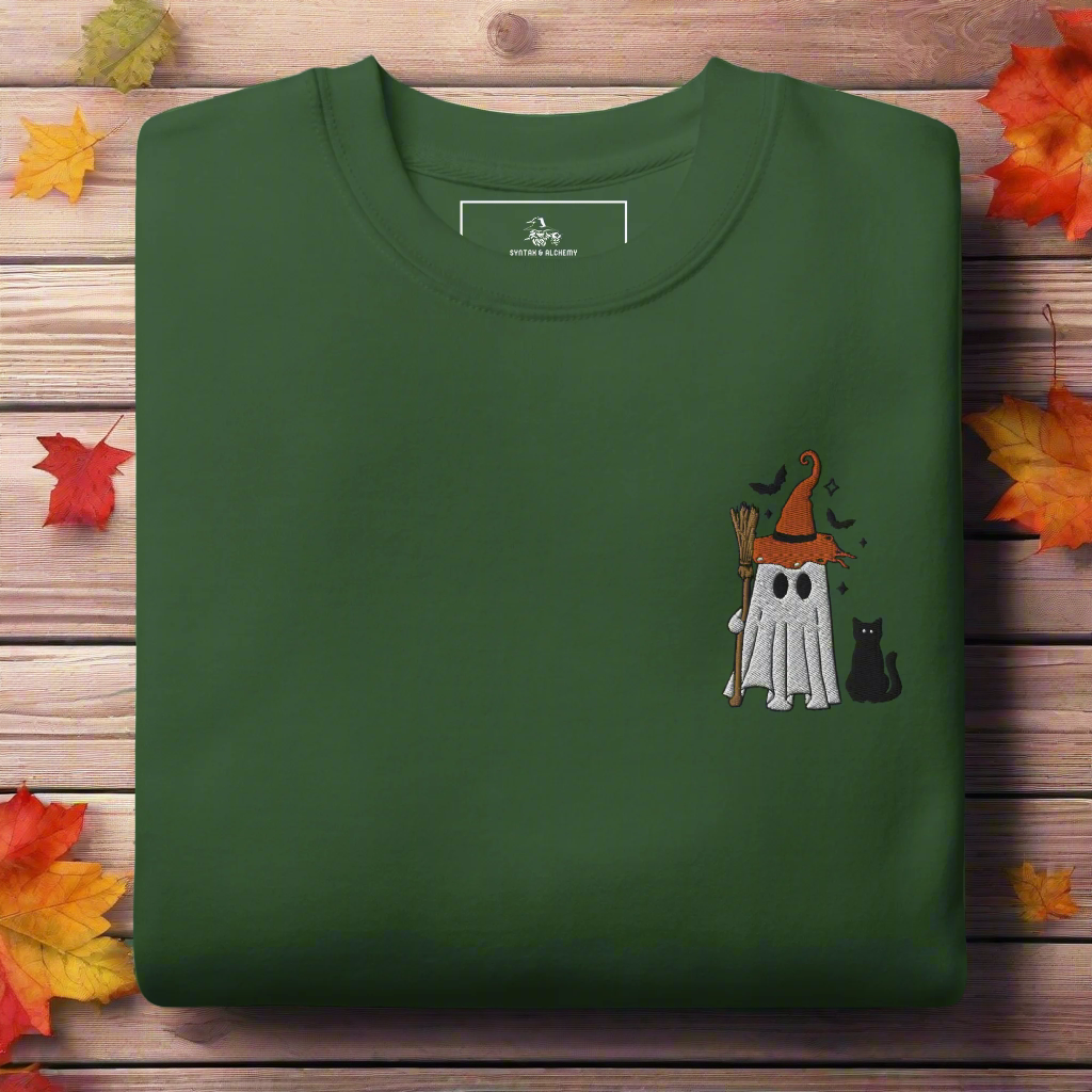 Ghost Cat | Soft-Wash Sweatshirt | Embroidered - Syntax & Alchemy