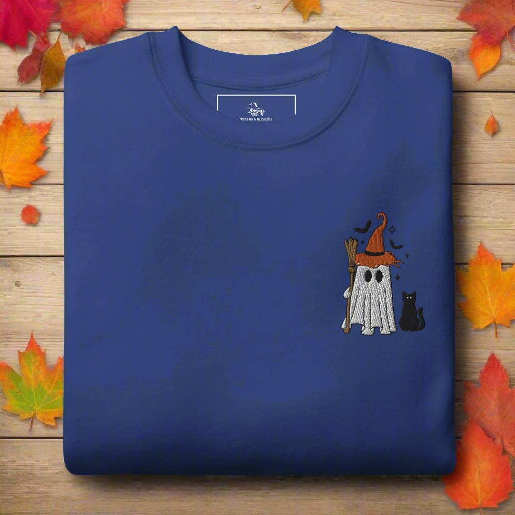 Ghost Cat | Soft-Wash Sweatshirt | Embroidered - Syntax & Alchemy