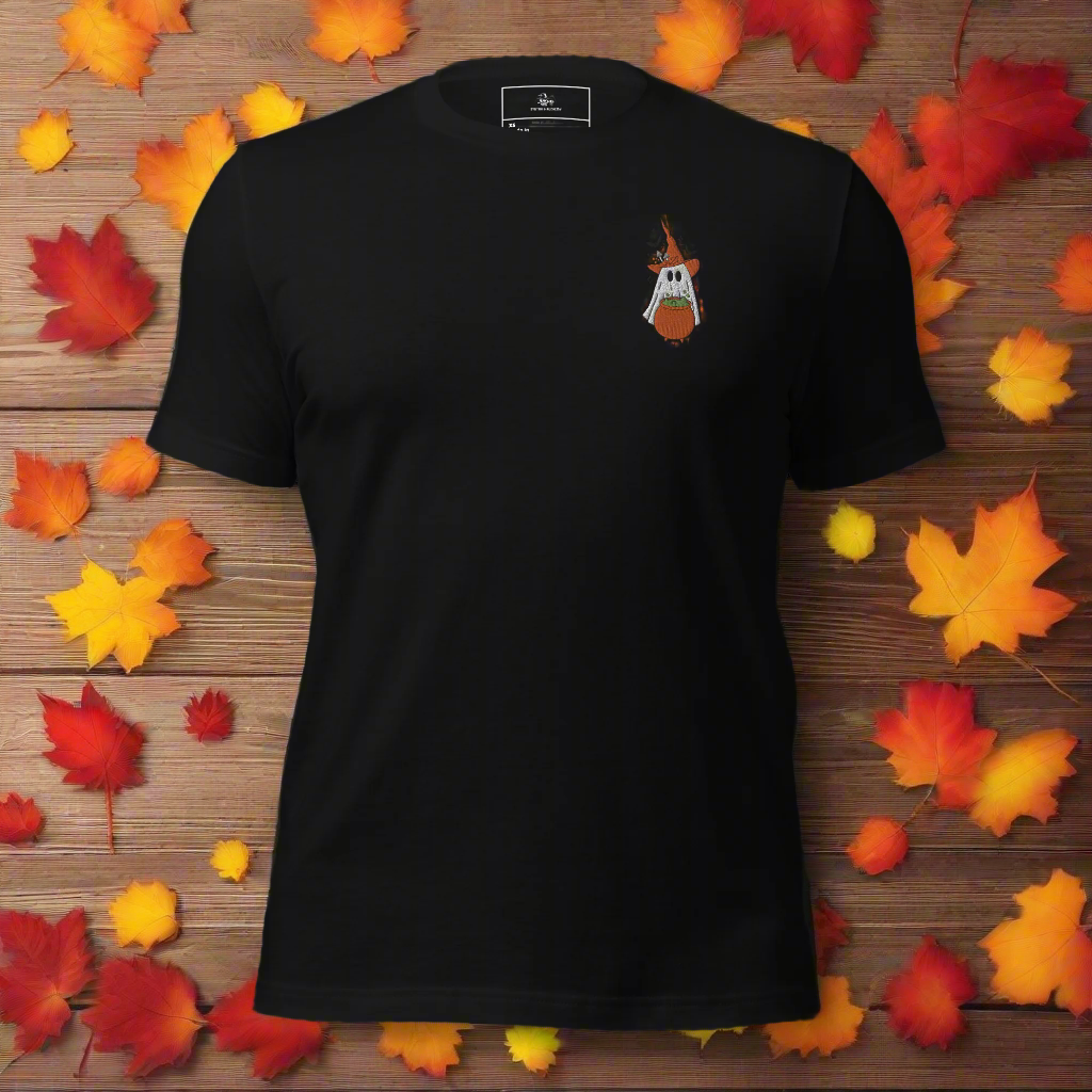 Ghost Cauldron | Airlume Cotton T-Shirt | Embroidered - Syntax & Alchemy