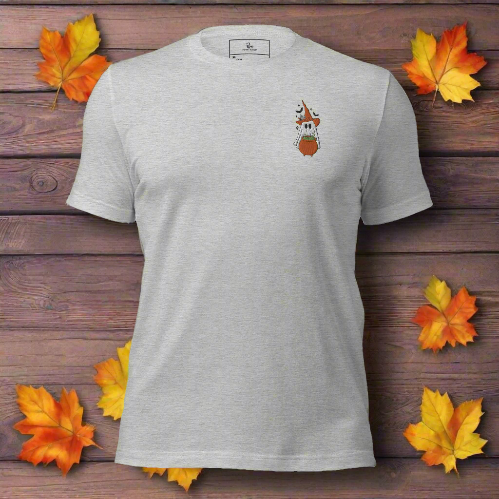 Ghost Cauldron | Airlume Cotton T-Shirt | Embroidered - Syntax & Alchemy