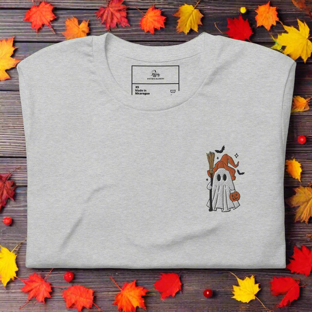 Ghost Witch | Airlume Cotton T-Shirt | Embroidered - Syntax & Alchemy