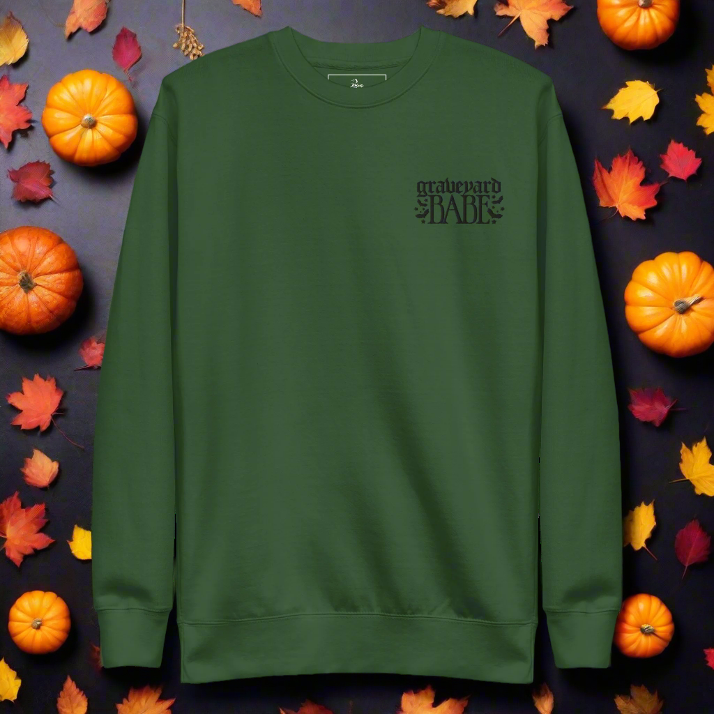 Graveyard Babe | Soft-Wash Sweatshirt | Embroidered | Black Lettering - Syntax & Alchemy