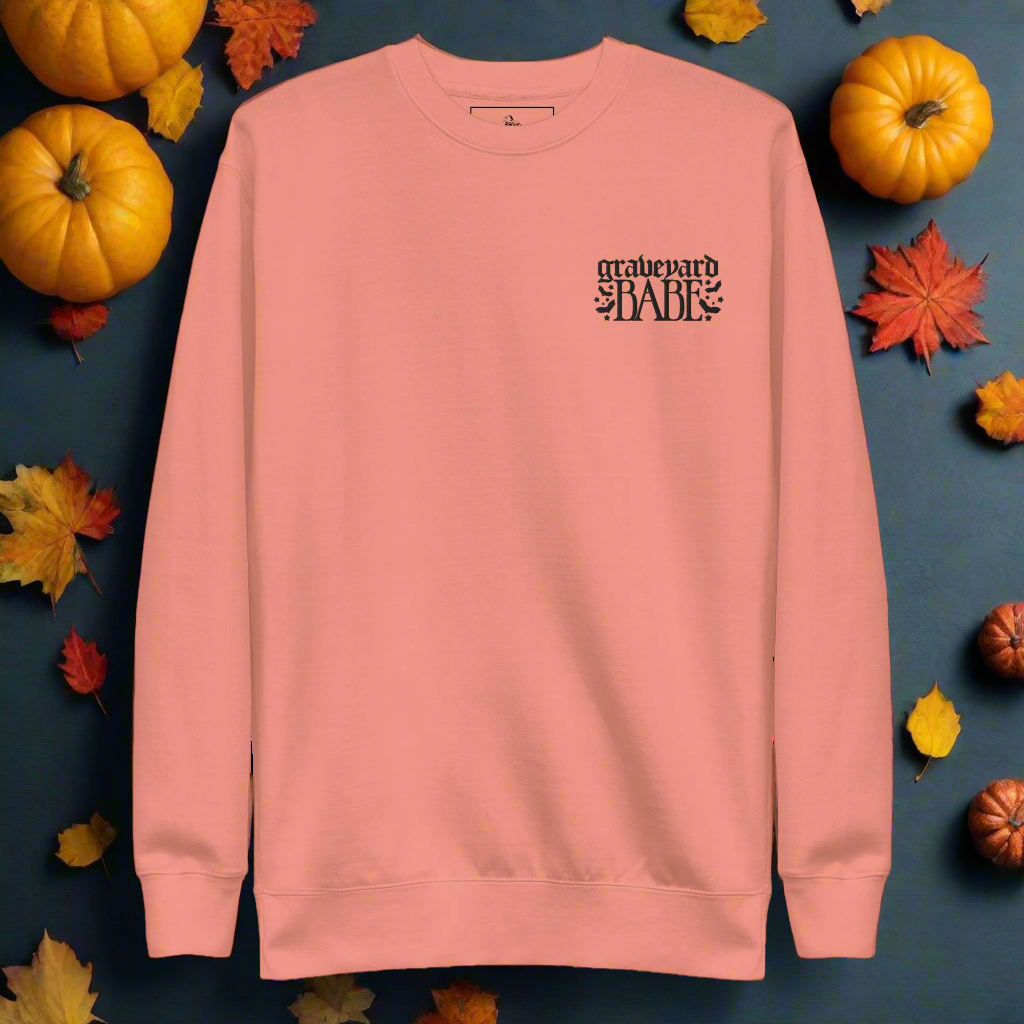 Graveyard Babe | Soft-Wash Sweatshirt | Embroidered | Black Lettering - Syntax & Alchemy