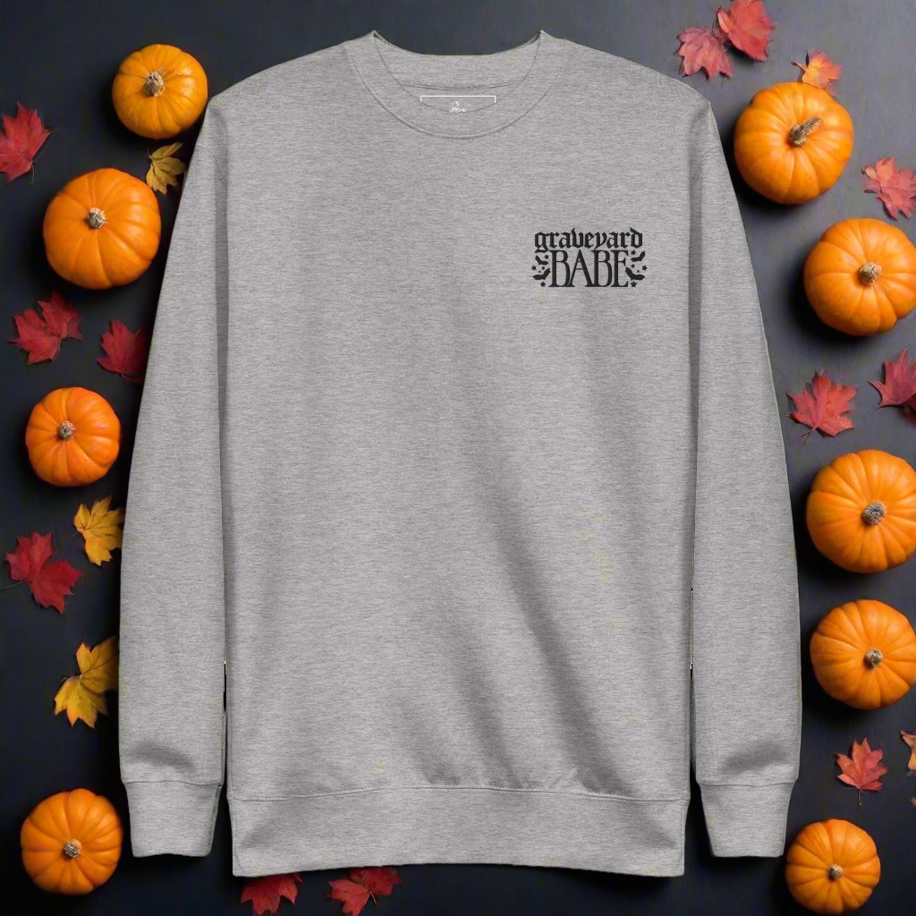 Graveyard Babe | Soft-Wash Sweatshirt | Embroidered | Black Lettering - Syntax & Alchemy