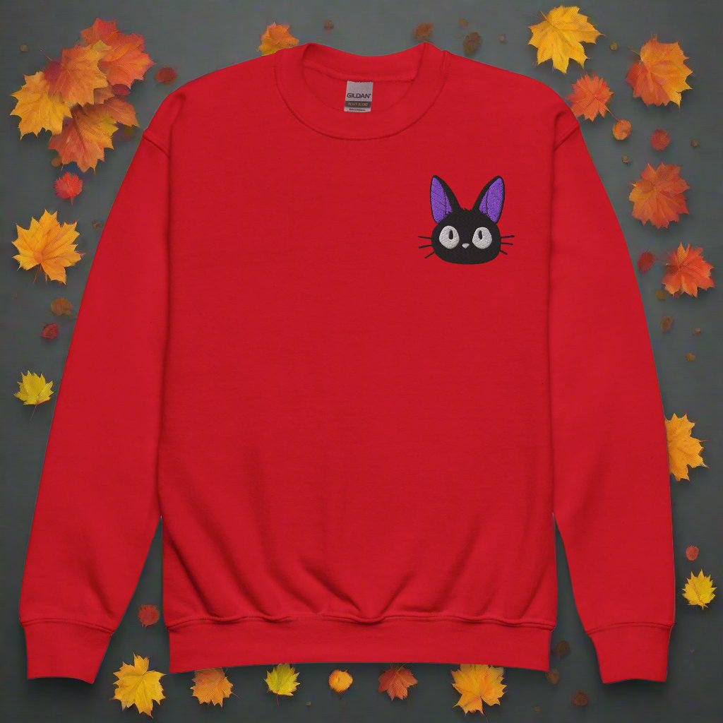Jiji Cat | Youth Soft-Wash Sweatshirt | Embroidered - Syntax & Alchemy