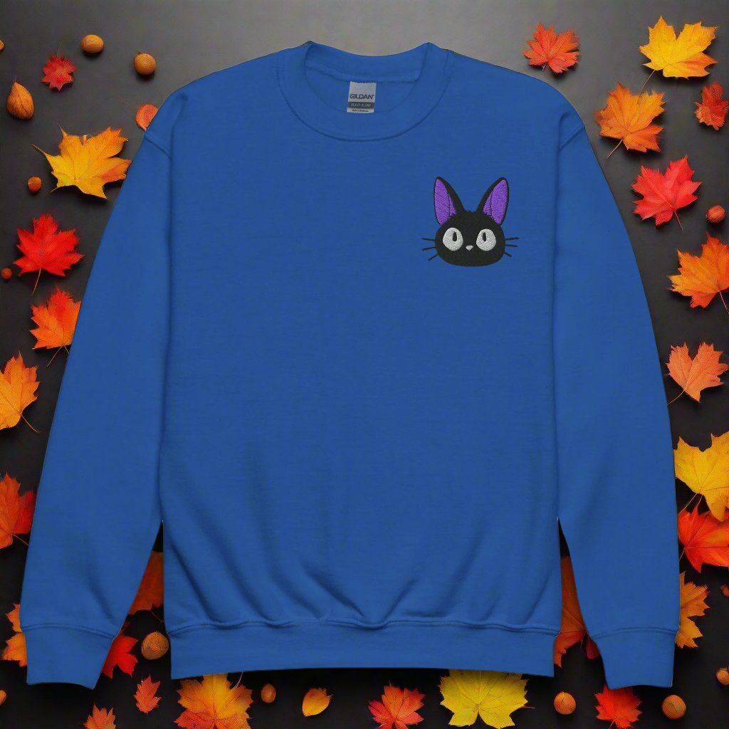 Jiji Cat | Youth Soft-Wash Sweatshirt | Embroidered - Syntax & Alchemy