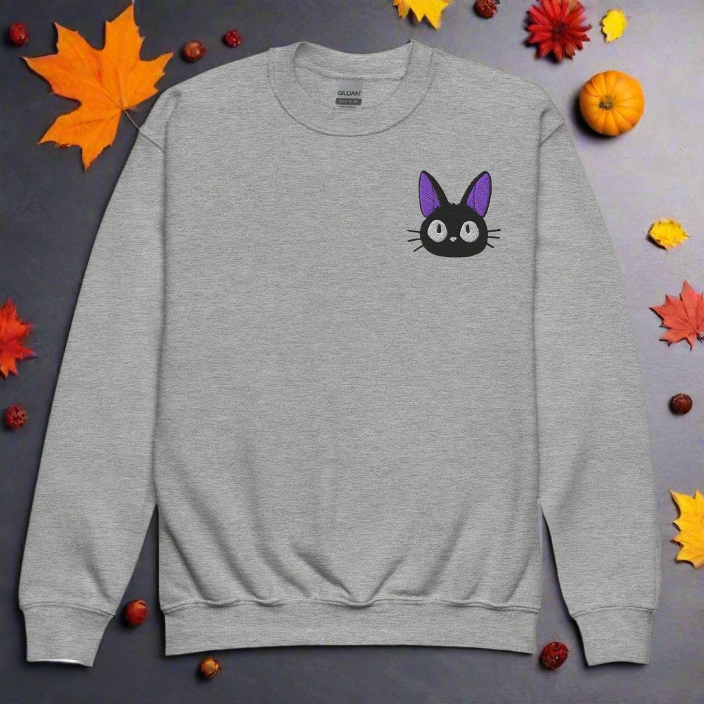Jiji Cat | Youth Soft-Wash Sweatshirt | Embroidered - Syntax & Alchemy