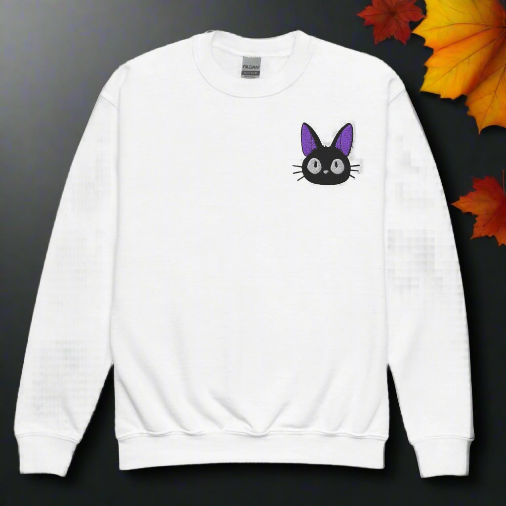 Jiji Cat | Youth Soft-Wash Sweatshirt | Embroidered - Syntax & Alchemy