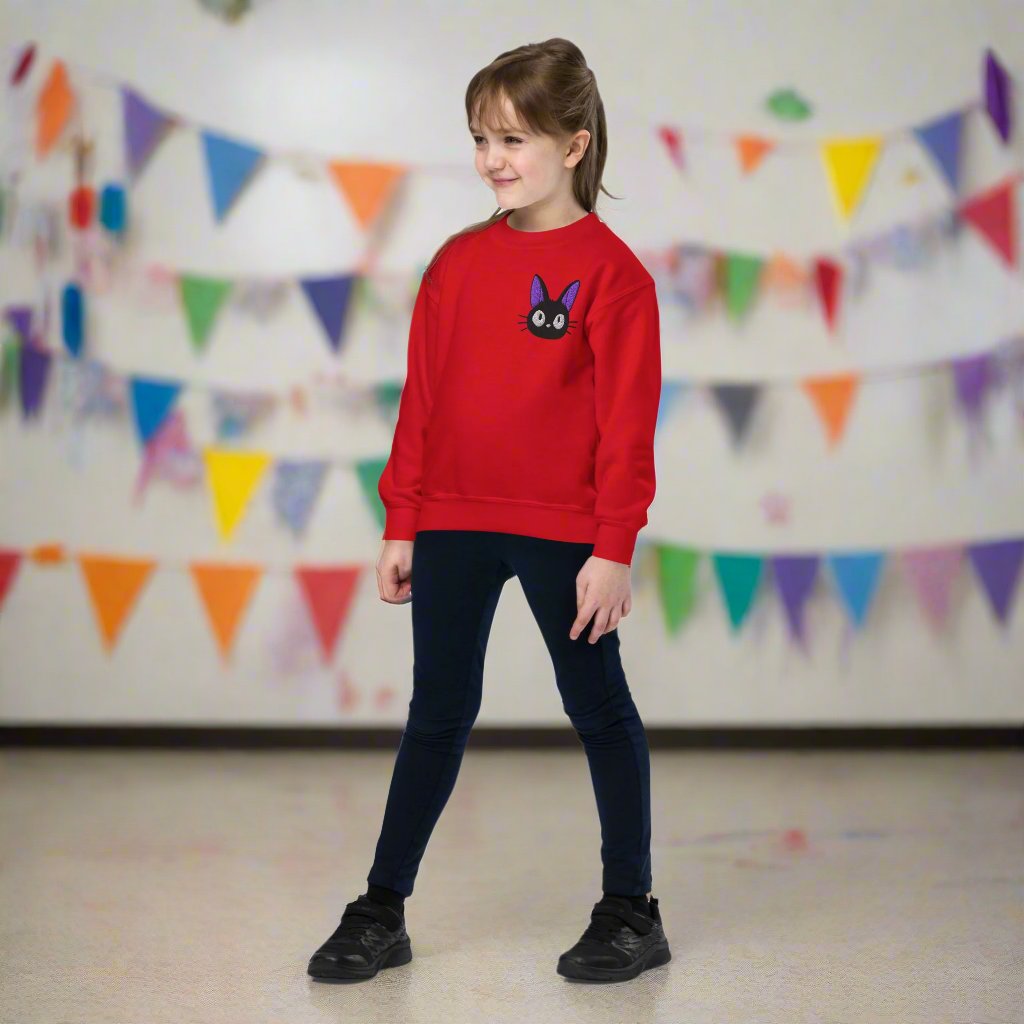 Jiji Cat | Youth Soft-Wash Sweatshirt | Embroidered - Syntax & Alchemy