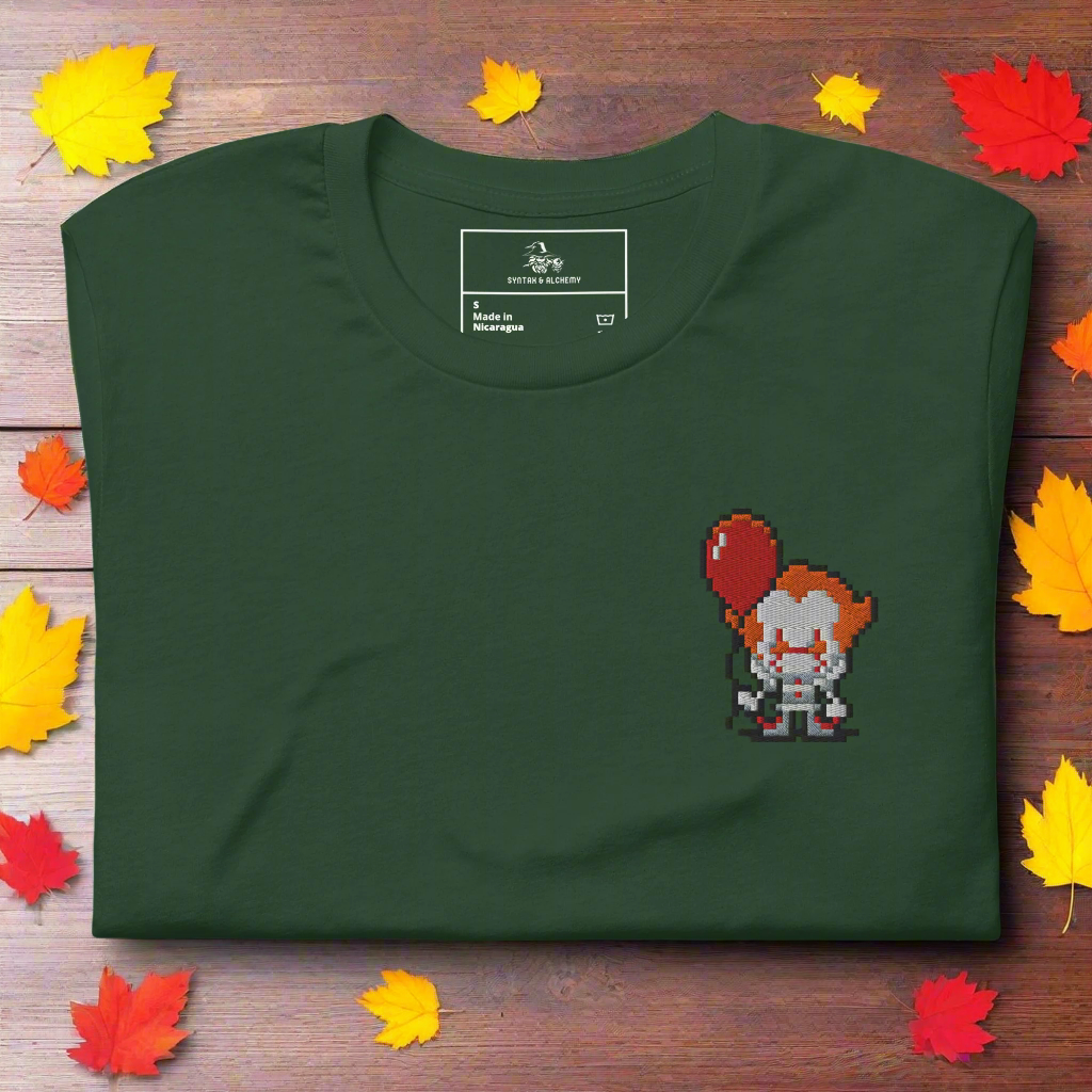Pennywise Pixel | Unisex Airlume Cotton T-Shirt | Embroidered - Syntax & Alchemy