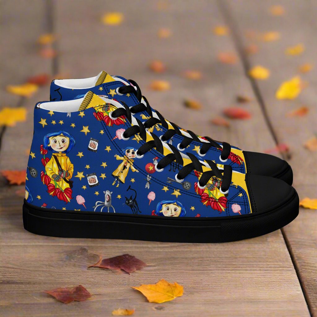 Twitchy Witchy Girl | Women & Girls High Top Sneakers | Blue Variant - Syntax & Alchemy