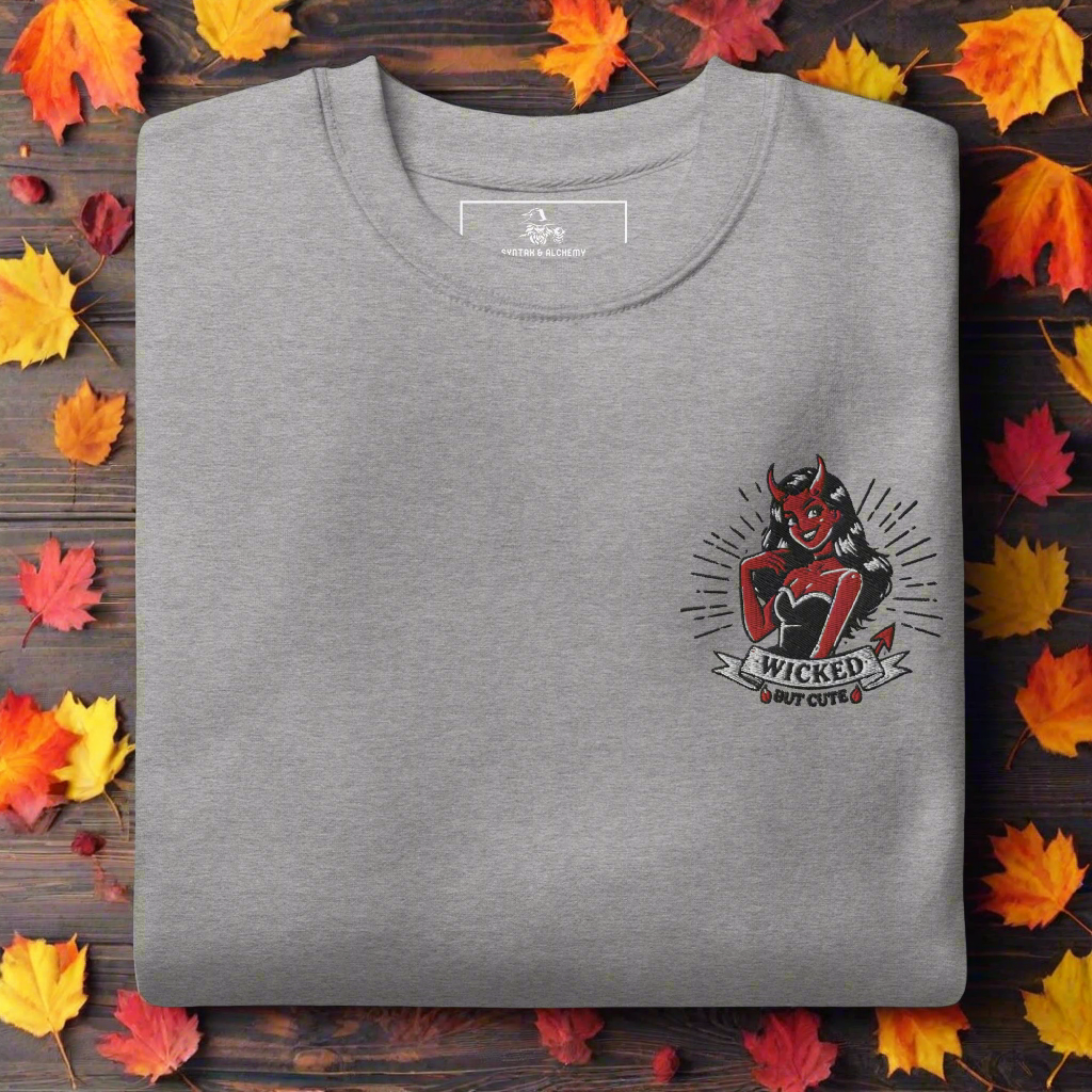 Wicked But Cute | Soft-Wash Sweatshirt | Embroidered - Syntax & Alchemy