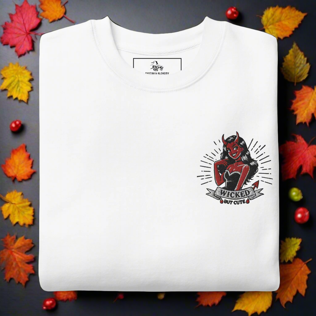 Wicked But Cute | Soft-Wash Sweatshirt | Embroidered - Syntax & Alchemy
