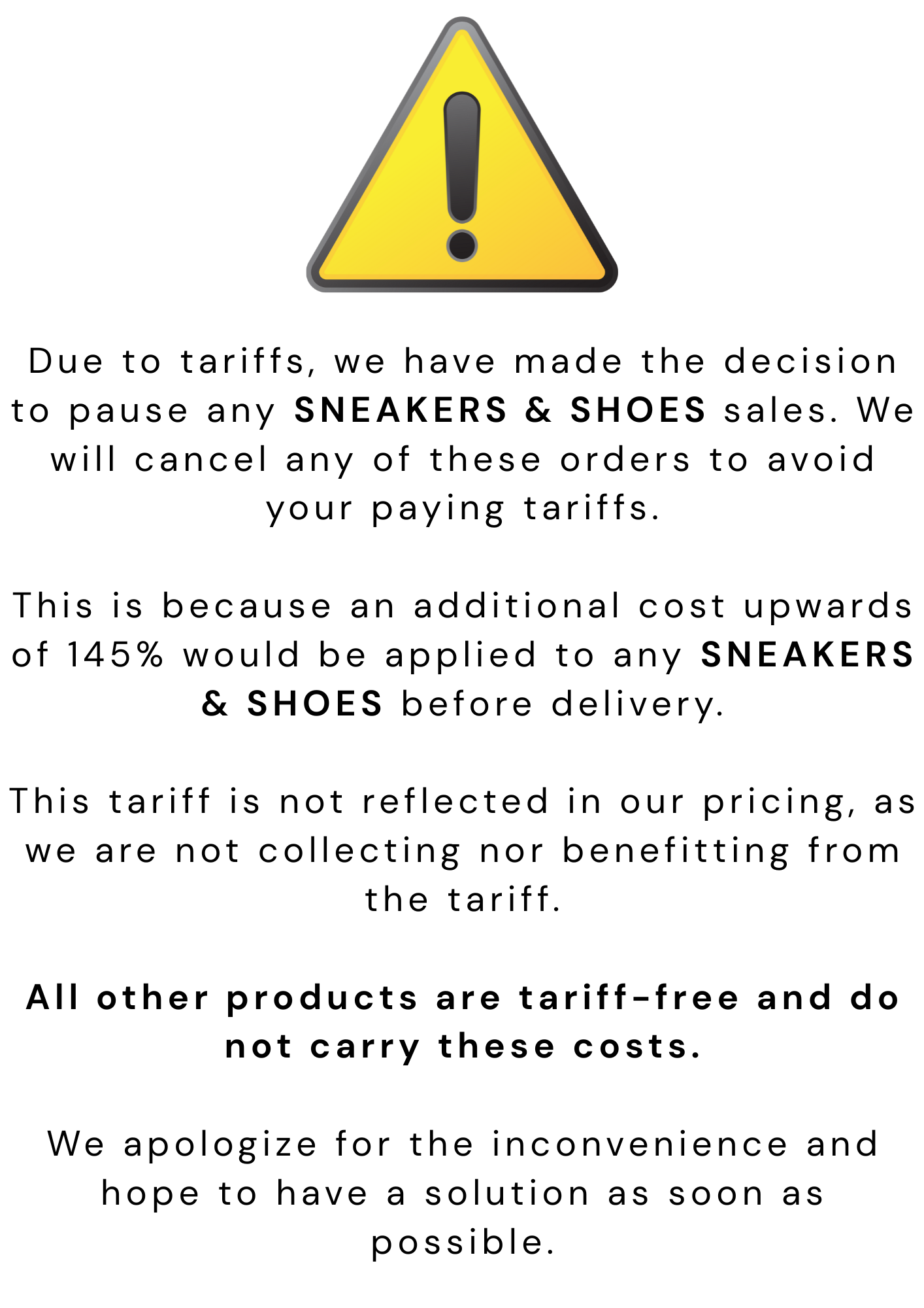 a sign with a warning about shoes