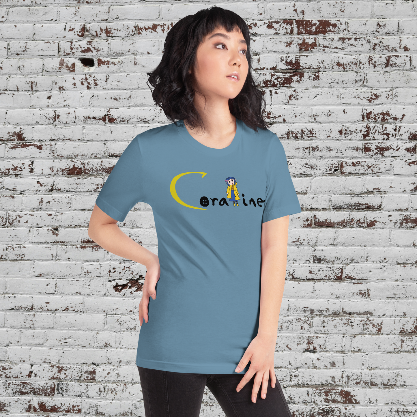 Coraline Button Eyes | Airlume Cotton T-Shirt Women's T-Shirt Syntax & Alchemy   