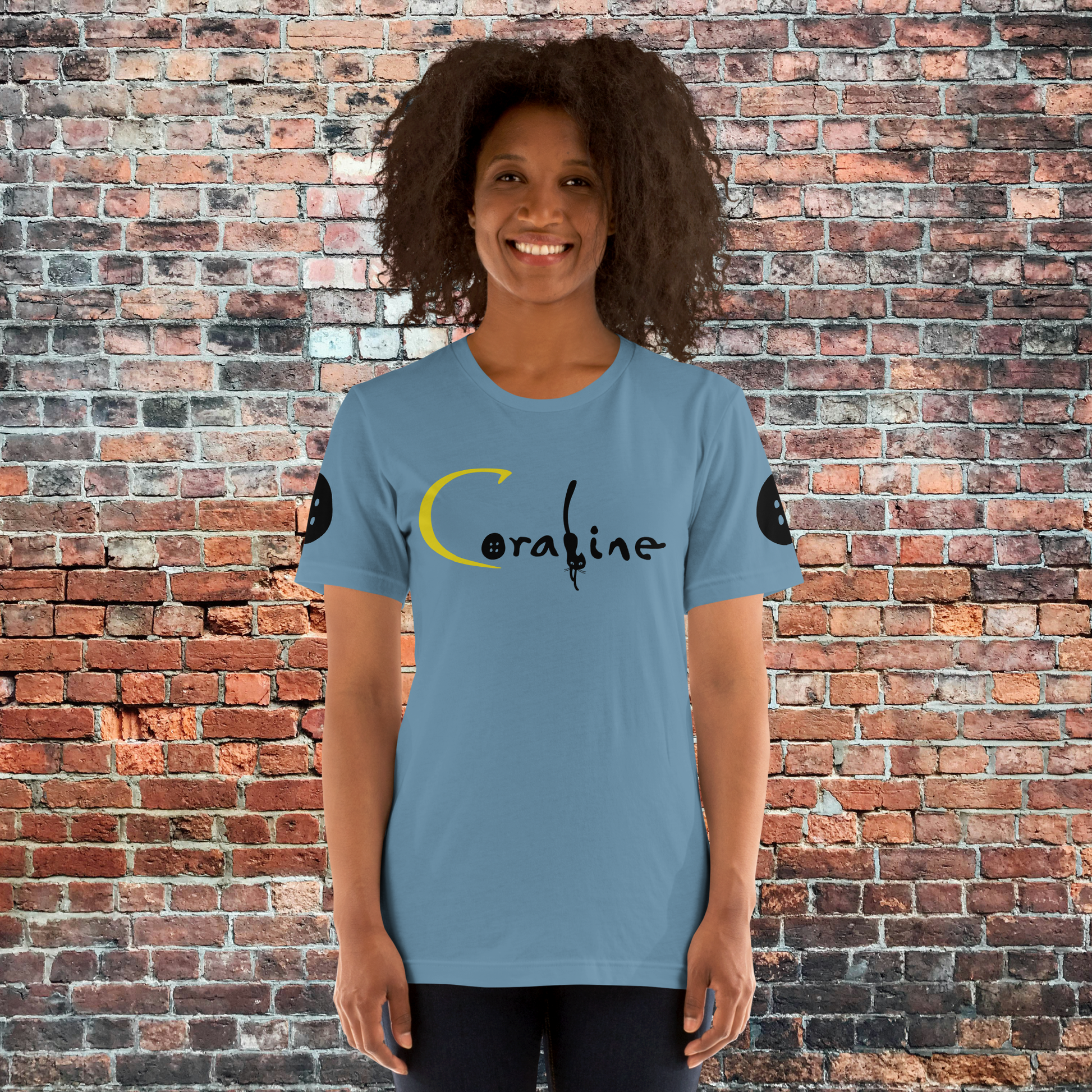 Coraline | Airlume Cotton T-Shirt | Button Sleeves Women's T-Shirt Syntax & Alchemy   