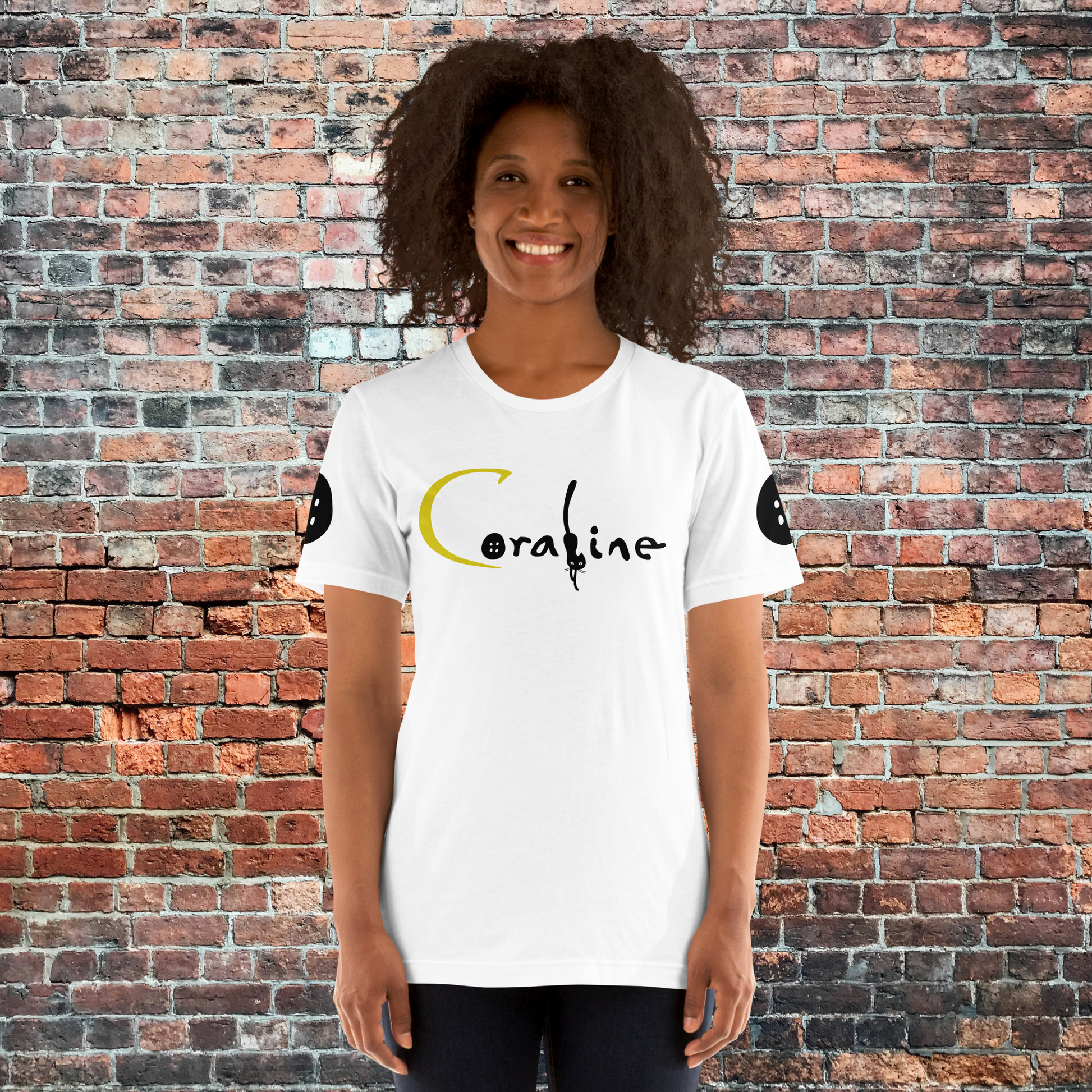 Coraline | Airlume Cotton T-Shirt | Button Sleeves Women's T-Shirt Syntax & Alchemy   