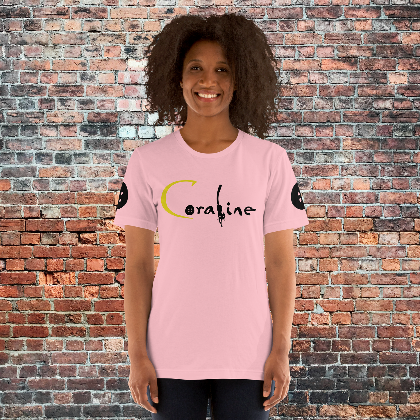 Coraline | Airlume Cotton T-Shirt | Button Sleeves Women's T-Shirt Syntax & Alchemy   