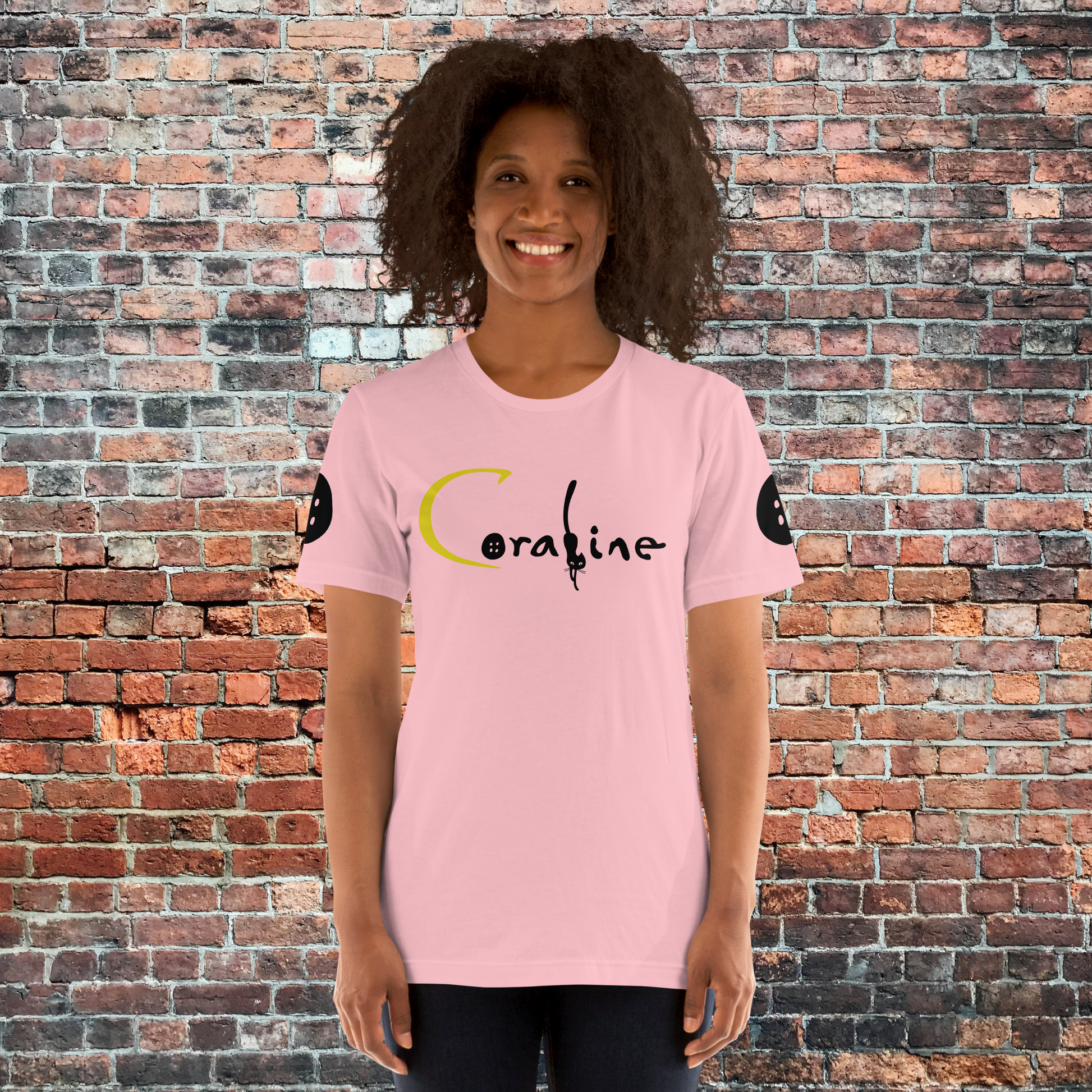 Coraline | Airlume Cotton T-Shirt | Button Sleeves Women's T-Shirt Syntax & Alchemy   