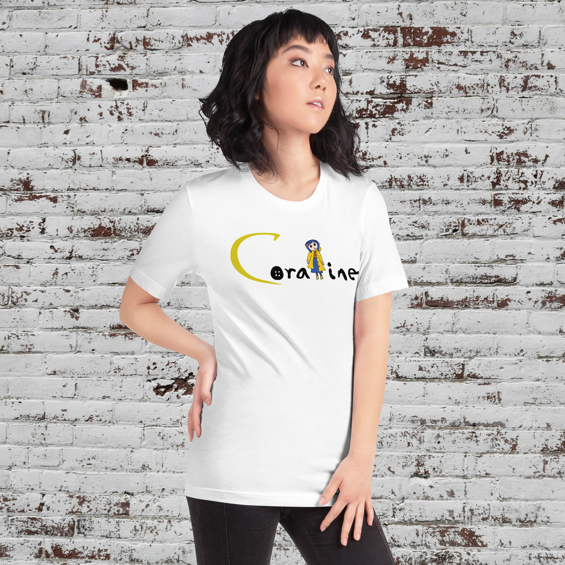 Coraline Button Eyes | Airlume Cotton T-Shirt Women's T-Shirt Syntax & Alchemy   