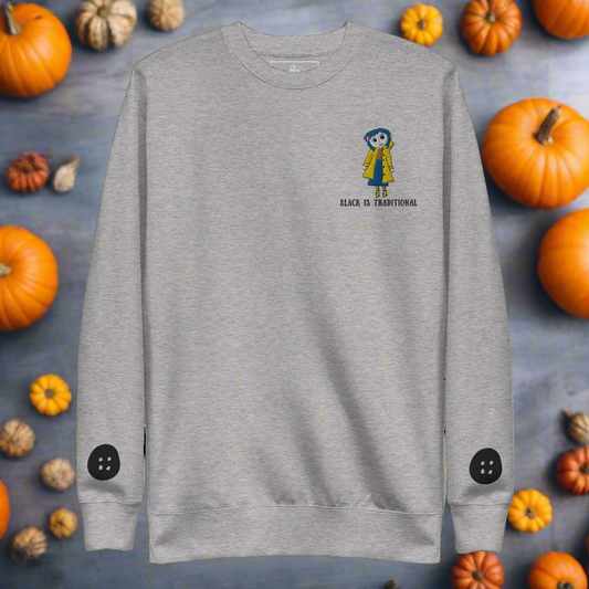 Black Is Traditional | Soft-Wash Sweatshirt | Embroidered | Black Buttons - Syntax & Alchemy