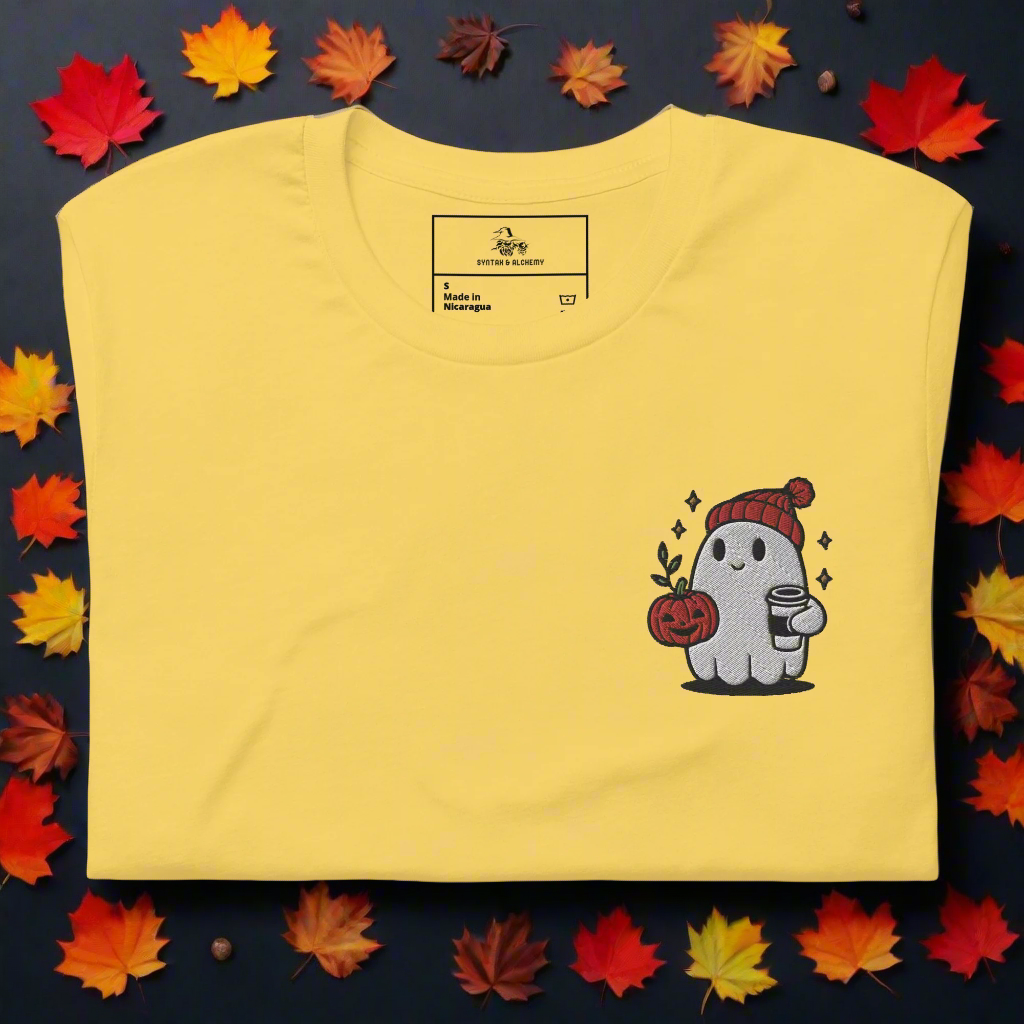 Ghost Hipster | Airlume Cotton T-Shirt | Embroidered - Syntax & Alchemy