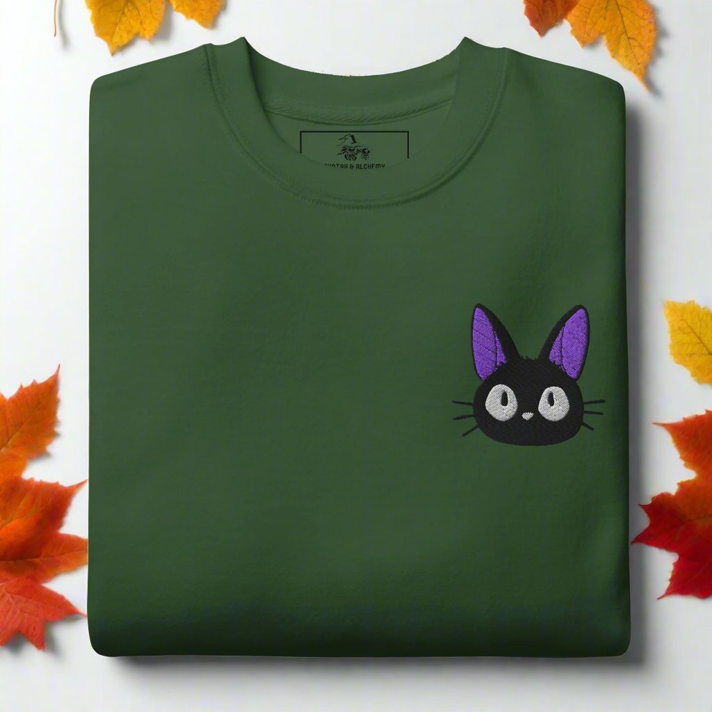 Jiji Cat | Soft-Wash Sweatshirt | Embroidered - Syntax & Alchemy
