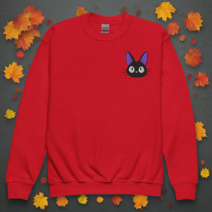 Jiji Cat | Youth Soft-Wash Sweatshirt | Embroidered - Syntax & Alchemy
