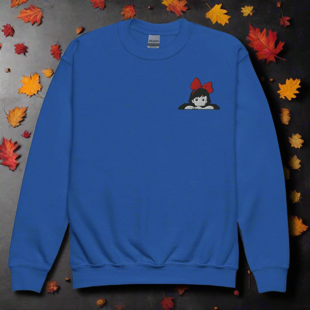 Kiki Red Bow | Youth Soft-Wash Sweatshirt | Embroidered - Syntax & Alchemy
