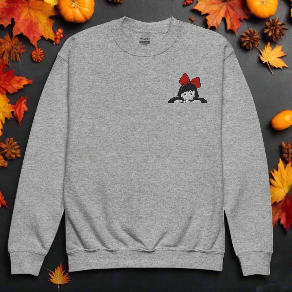 Kiki Red Bow | Youth Soft-Wash Sweatshirt | Embroidered - Syntax & Alchemy