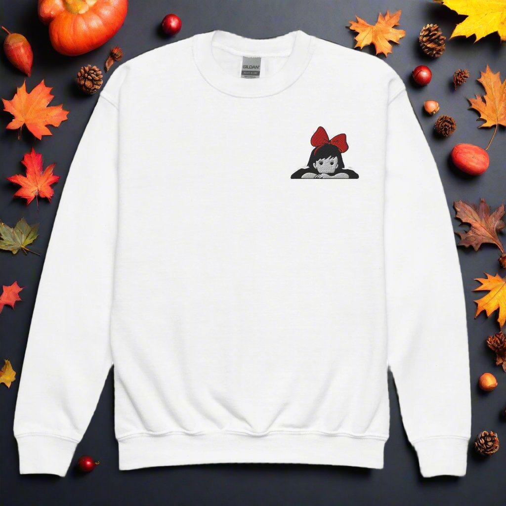 Kiki Red Bow | Youth Soft-Wash Sweatshirt | Embroidered - Syntax & Alchemy