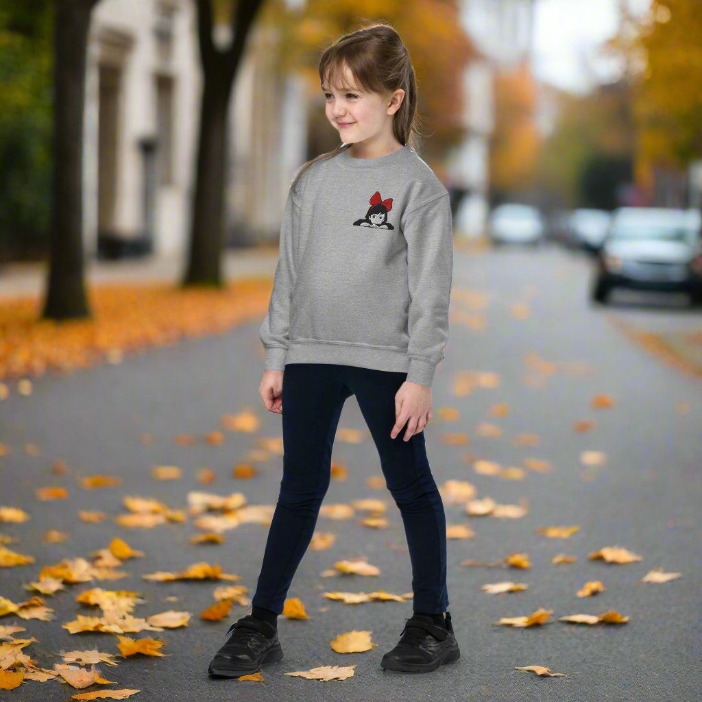 Kiki Red Bow | Youth Soft-Wash Sweatshirt | Embroidered - Syntax & Alchemy