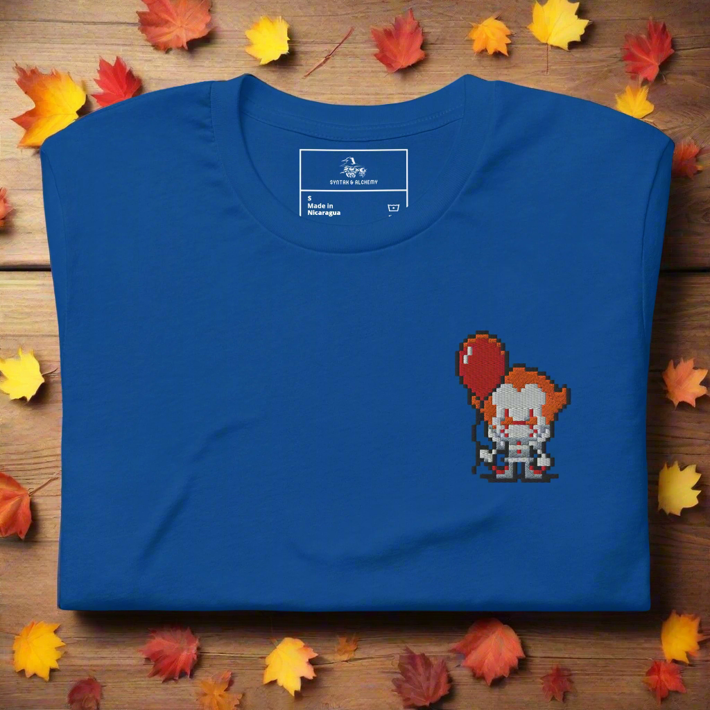 Pennywise Pixel | Unisex Airlume Cotton T-Shirt | Embroidered - Syntax & Alchemy