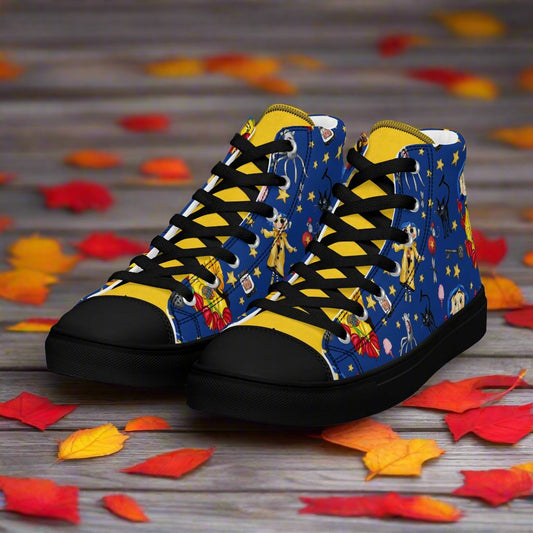 Twitchy Witchy Girl | Men & Boys High Top Sneakers | Blue Variant - Syntax & Alchemy