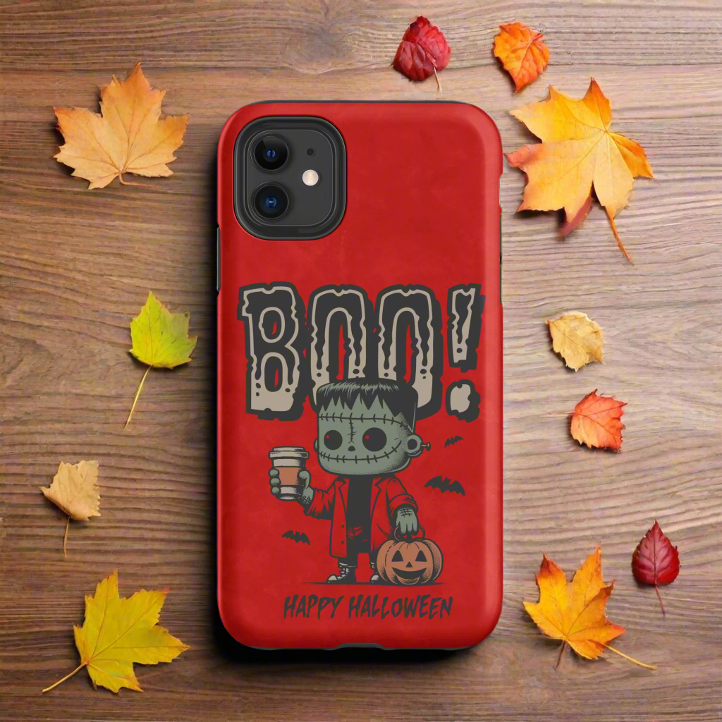Frankenstein Boo | Tough Case for iPhone® - Syntax & Alchemy - Protect your phone with style using a durable, dual-layered case. The outer shell is made of impact-resistant polycarbonate, while the inner lining sports TPU lining for maximum impact absorption. Keep your phone fashionable and safe all year round!Features:• Polycarbonate outer shell• Thermoplastic Polyurethane TPU inner liner• Dual-layer protection• Precisely aligned port openings• Induction charging compatible