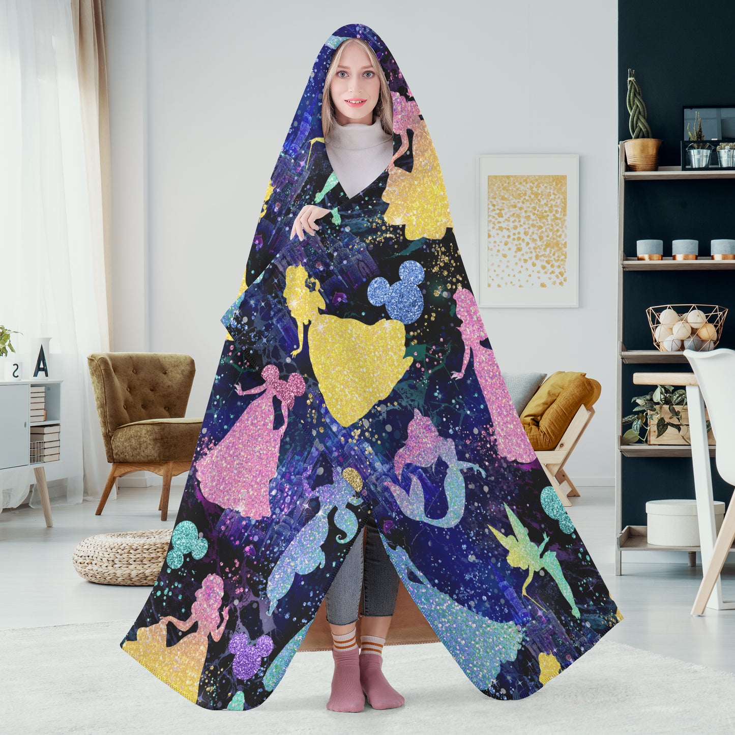 Disney Princesses | Fleece Snuggie Blanket - Syntax & Alchemy - • Designed For Bedroom / Indoor.• Designed For Bedroom / Indoor.• Exquisite dual-sided sewing & stitching.• Soft and comfy interior wool-like fabric to keep warm.• Machine wash & Hand Wash in cold water, Do Not Bleach, Gentle Cycle.• Premium suede polyester fabric on the top layer, guarantees a better touch feeling.