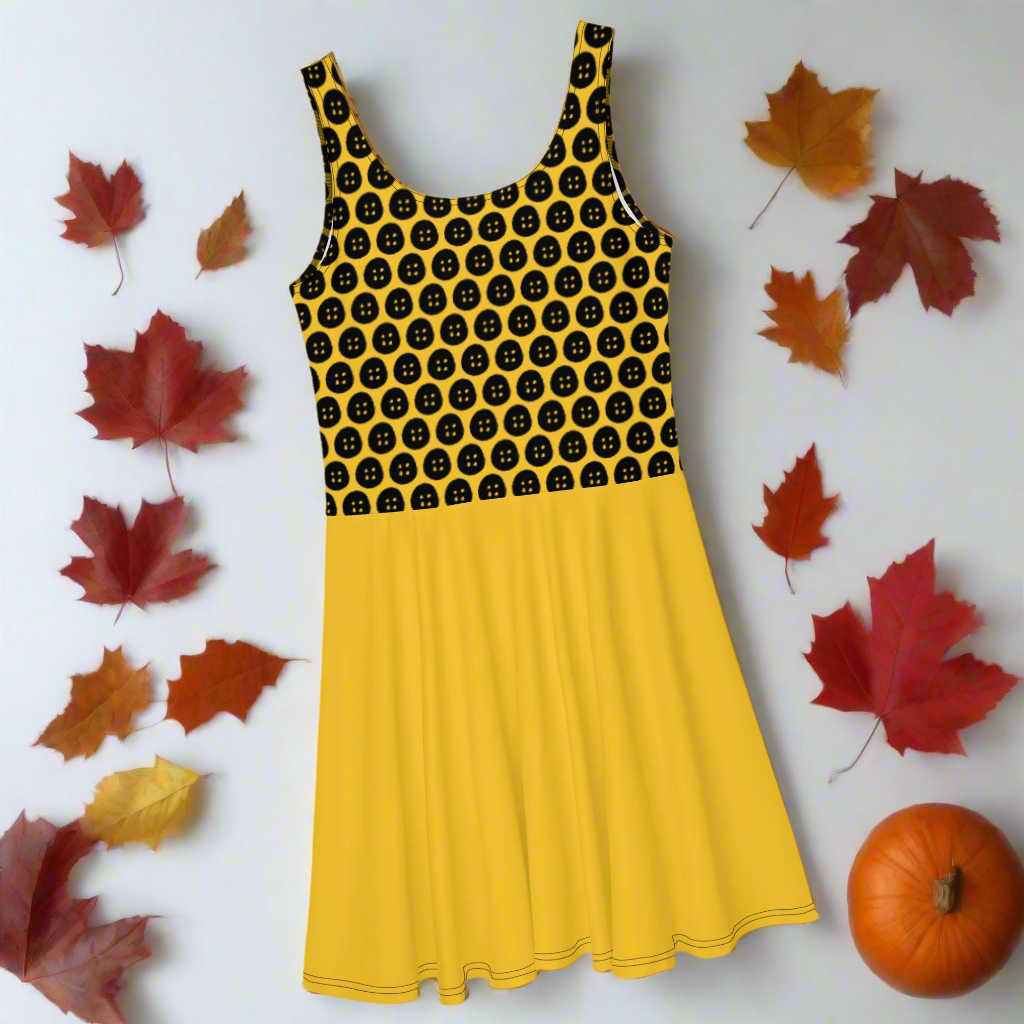 Coraline Buttons | Spandex-Blend Skater Dress Skater Dress Syntax & Alchemy   