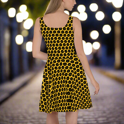 Coraline Buttons | Spandex-Blend Skater Dress | All Over Variant Skater Dress Syntax & Alchemy   