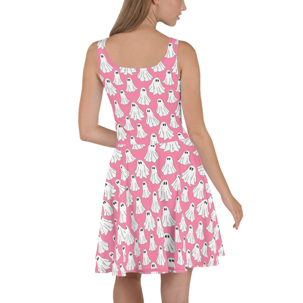 We Are Ghosts | Spandex-Blend Skater Dress | Pink Variant Skater Dress Syntax & Alchemy   