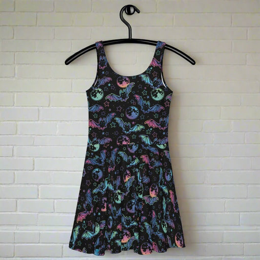 Cosmic Bats | Spandex-Blend Skater Dress Skater Dress Syntax & Alchemy XS  