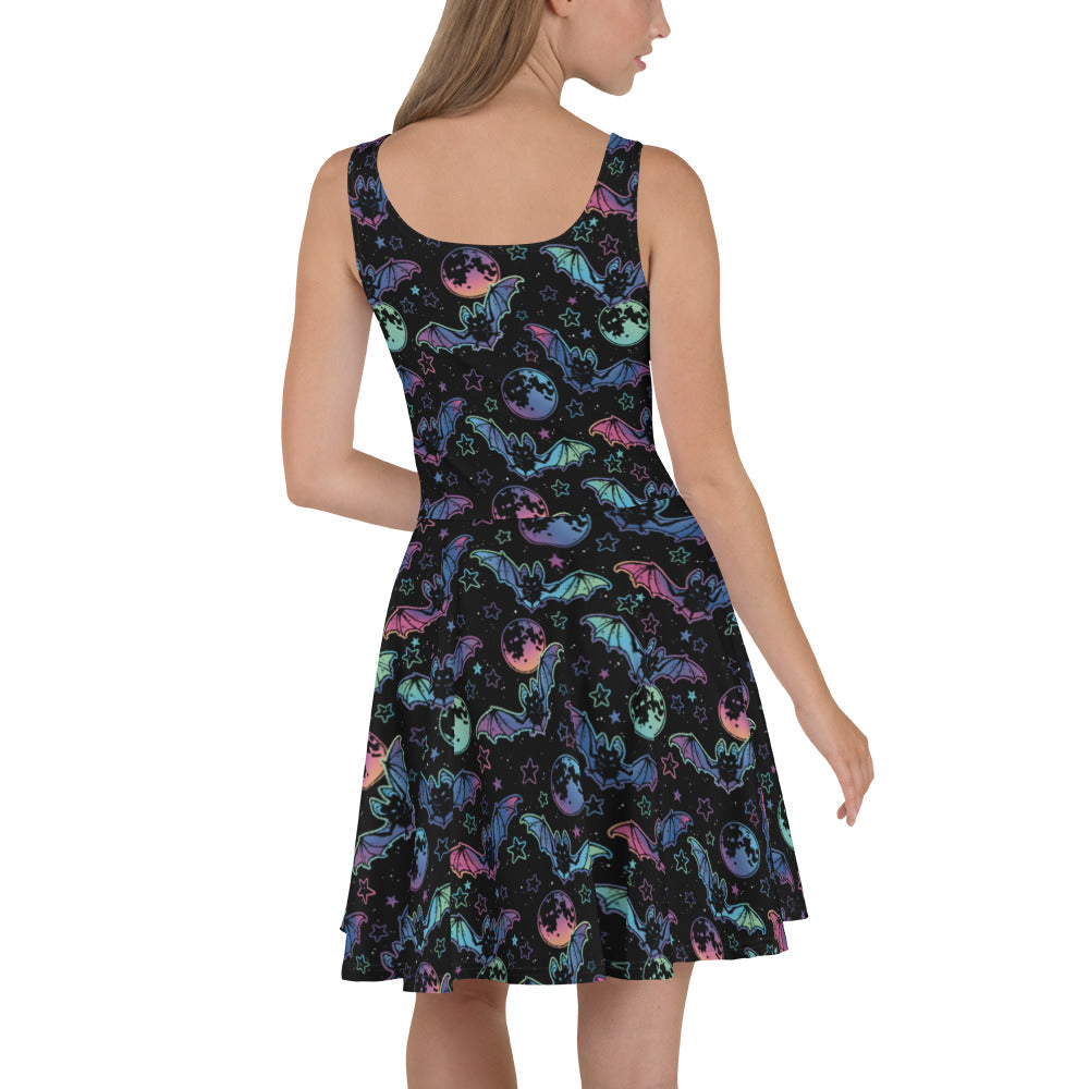 Cosmic Bats | Spandex-Blend Skater Dress Skater Dress Syntax & Alchemy   