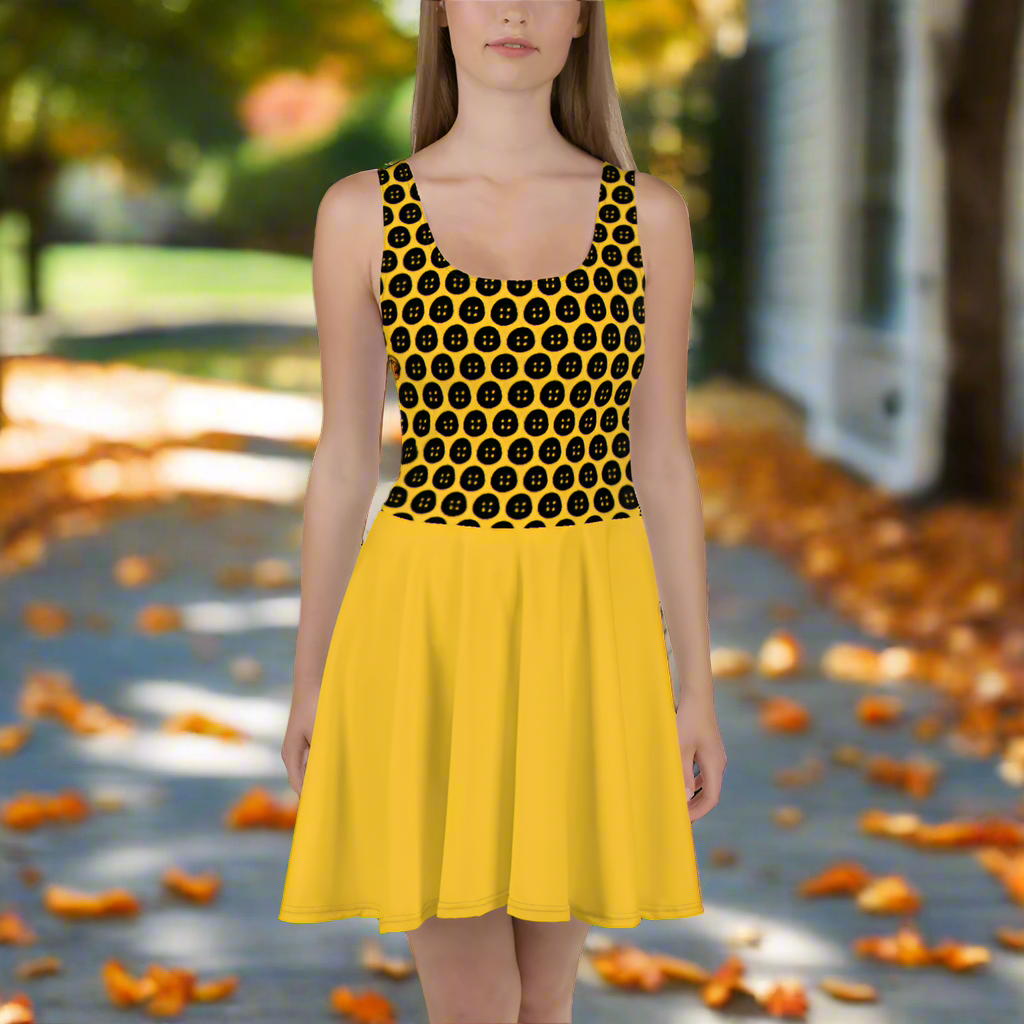 Coraline Buttons | Spandex-Blend Skater Dress Skater Dress Syntax & Alchemy   