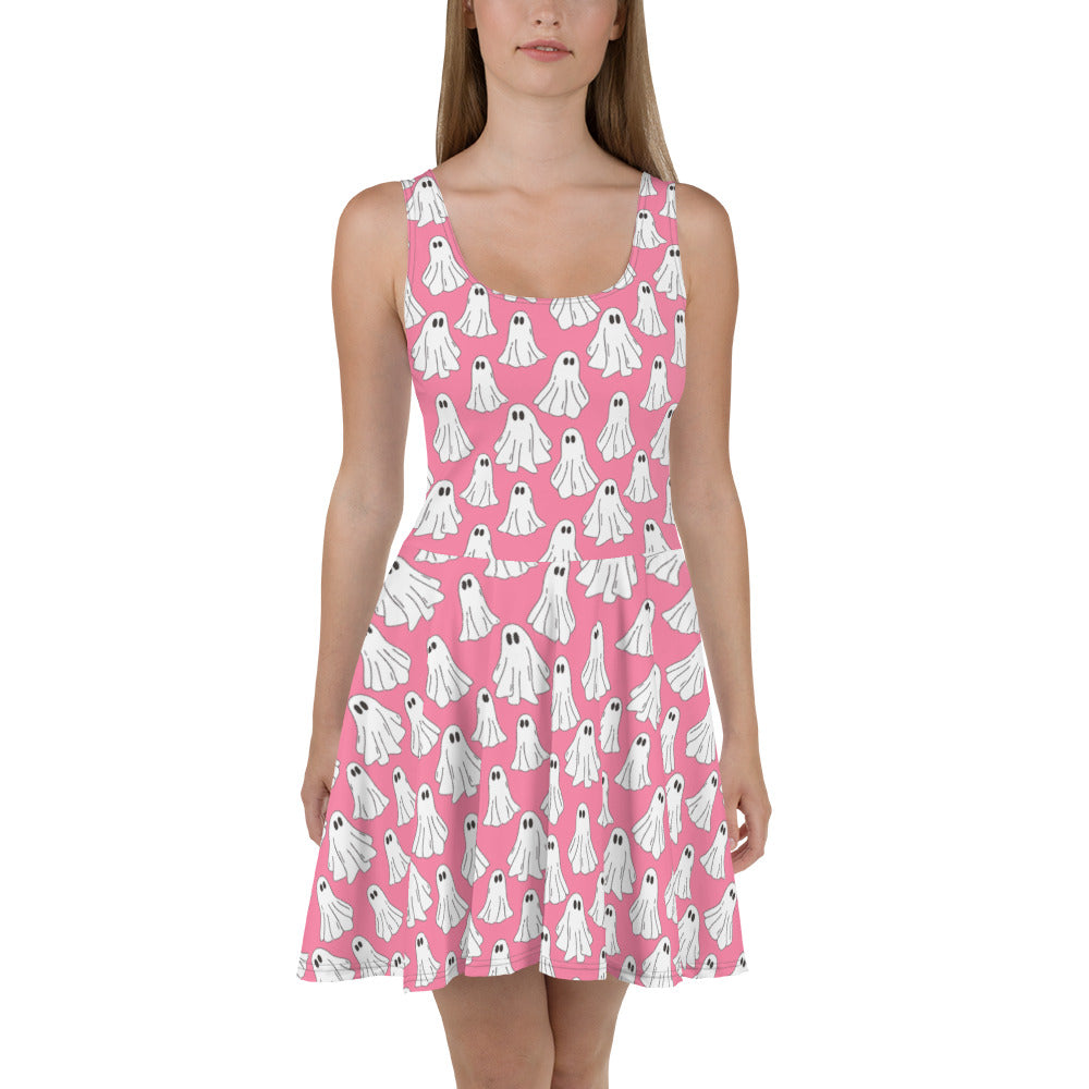 We Are Ghosts | Spandex-Blend Skater Dress | Pink Variant Skater Dress Syntax & Alchemy XS  