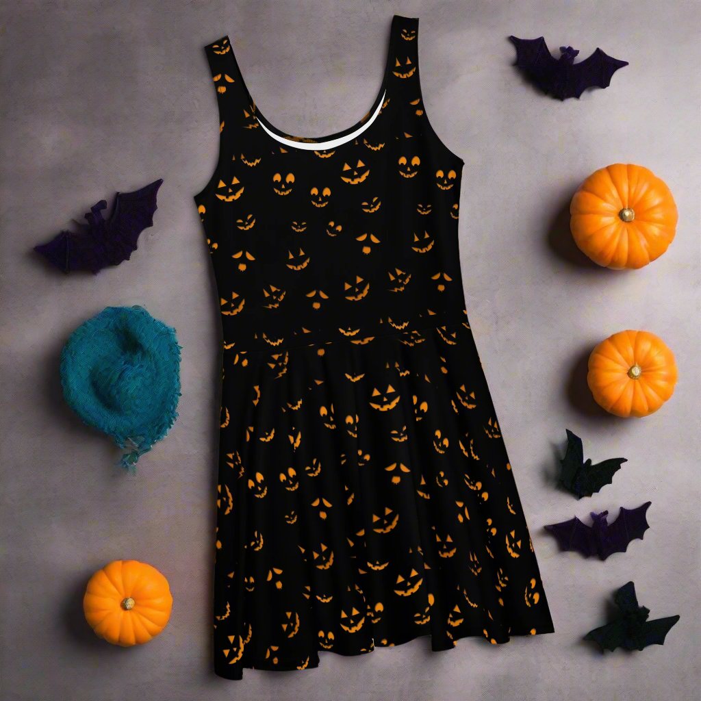 Halloween Smiles | Spandex-Blend Skater Dress Skater Dress Syntax & Alchemy   