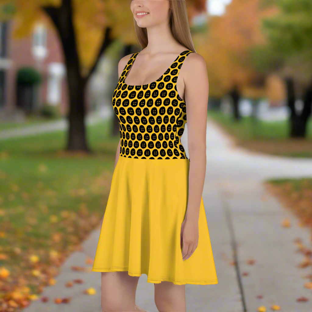 Coraline Buttons | Spandex-Blend Skater Dress Skater Dress Syntax & Alchemy   