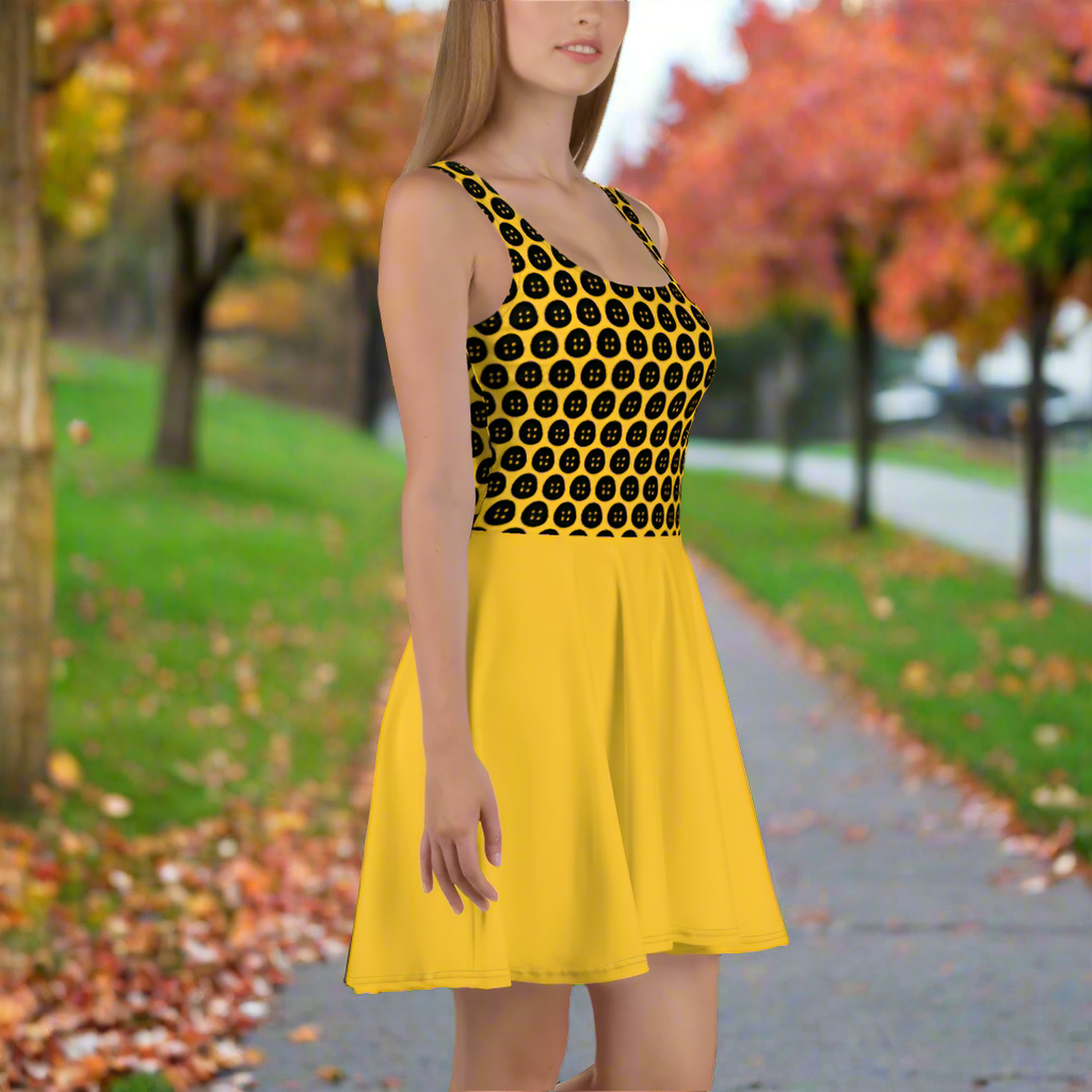 Coraline Buttons | Spandex-Blend Skater Dress Skater Dress Syntax & Alchemy   