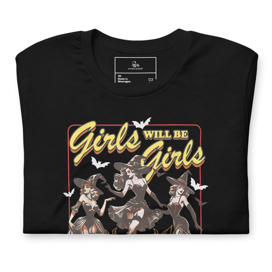 Girls Will Be Girls | Airlume Cotton T-Shirt Women's T-Shirt Syntax & Alchemy Black XS 