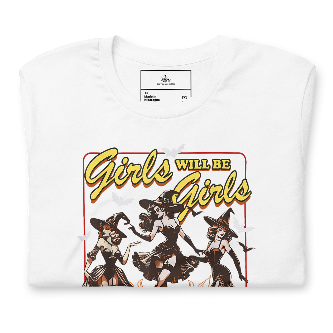 Girls Will Be Girls | Airlume Cotton T-Shirt Women's T-Shirt Syntax & Alchemy White XS 